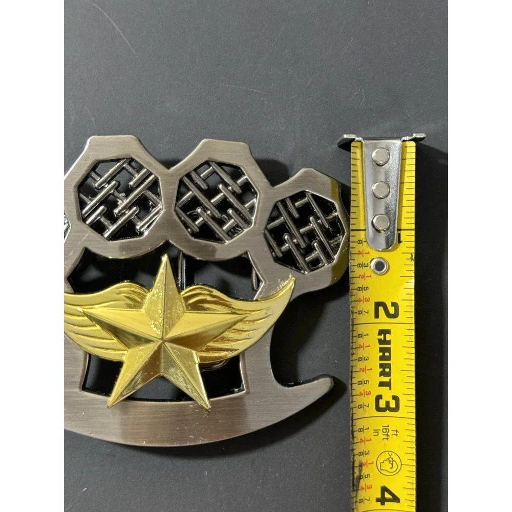 Y2K Tapout Golden Winged Star Knuckles Belt‎ Buckle